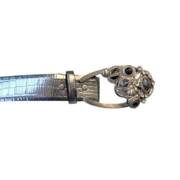 Vintage Sandy Duftler Designs Rhinestone Belt Silver Leather Western Y2K Medium main image 7